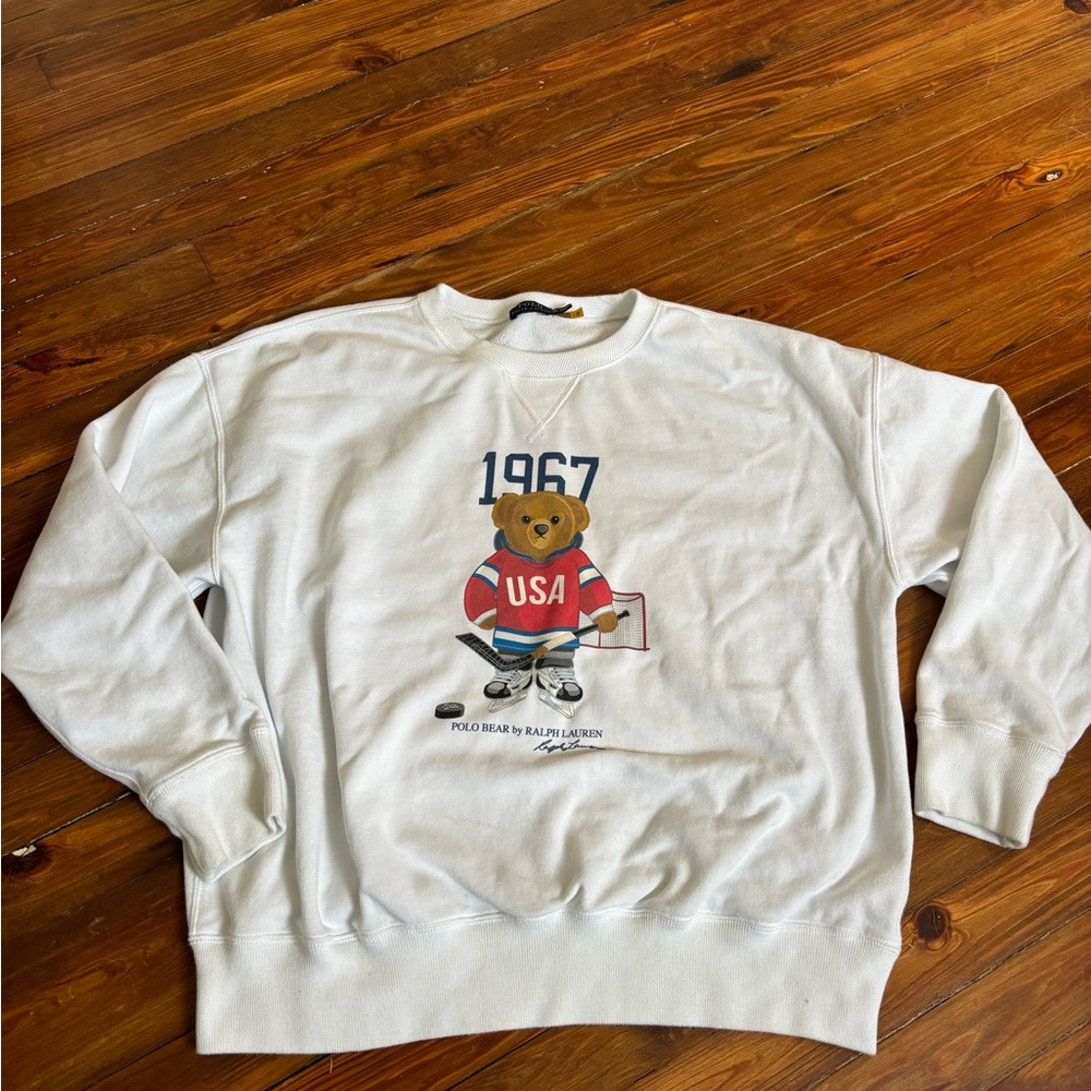 Polo by Ralph Lauren White Crewneck Sweatshirt with Polo Bear Graphic